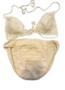 Vintage Crocheted Swimsuit- Early 80's Sears Acrylic Bikini set size small