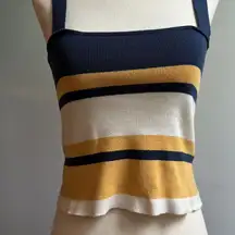 Stripe crop tank- navy, gold and cream