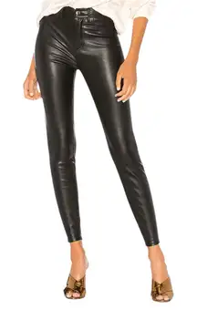 Free People Womens Size 29 Vegan Leather High‎ Rise Long & Lean Pant in Black