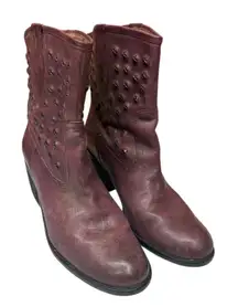 Donald J Pliner Womens Baila Burgundy Leather Star Studded Edgy Ankle Boots 9M