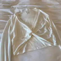 Spiritual Gangster White Long Sleeve Twist Front Top Size S Soft & Comfy