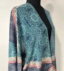 Mystree Embroidered Jagged Hem Paisley Oversized Kimono Size S/M Women’s