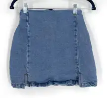 J. Galt Women's Cotton Blend Stretch Denim Mini Skirt Light‎ Blue Size Small