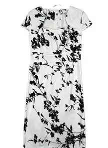 Grace Karin Dress Womens Small White Black Floral Flower Neutral Preppy Career