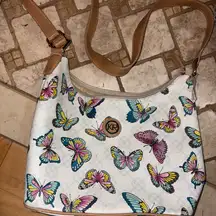 Kim Rogers White Butterfly Print Shoulder Bag