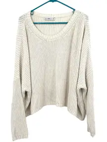 Zara Size Small Chunky‎ Heavy Knit Sweater Cropped White Cream Oversized Fit