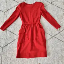 Vintage Bill Blass Bright Red Long Sleeve Dress Sz 10