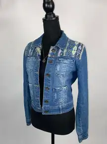 Jean Jacket Small Jolt Tribal Print