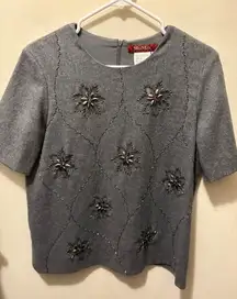 MaxMara Studio embellished wool (lined) short sleeve top size 8‎