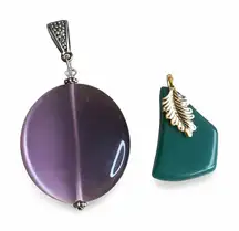 Vintage Glass Elegant Green and Purple Pendants
