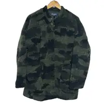 Democracy Jacket Women M Green Camo Snap Sherpa Coat Winter Cozy Casual Pocket