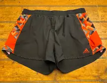 Adidas Women's Running Shorts Black Orange Geometric Print Climalite M