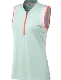 Women's Colorblock Sleeveless Quarter Zip Athletic Sporty Polo Golf Top M