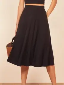 Reformation Ribbed Skirt molly knit midi womens Black xsmall minimalist