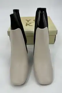 Women’s Yoki Jacklyn Bone Black Block Heel Dress Booties Size 7.5 Two Tone Chic