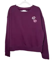 Pact Organic Cotton Kisses Graphic Print Crewneck Sweatshirt Purple XL