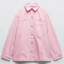ZARA PINK DENIM OVERSIZED BUTTON
DOWN JACKET SHACKET $79  Size M