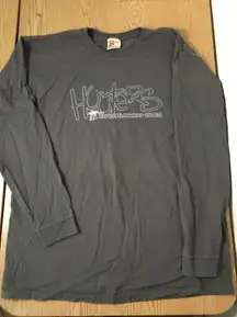 Hooters New Unisex Vintage Long Sleeve T-shirt Embroidery Gray Size Large