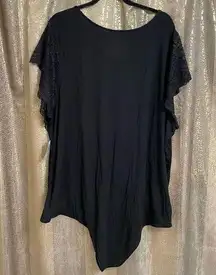 Torrid Super Soft Black Lace Sleeve Bodysuit, 5X 28 NWT