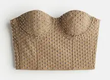 NWT ROKH x H&M Wool-Blend Studded Corset-Style Top in Dark Beige | Size M