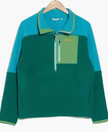 Cotopaxi Adult Small Abrazo Green Blue 1/2 Zip Mock Neck Pullover Fleece Jacket