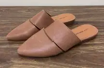 Lucky Brand Women Tan Leather Pointed Toe Mule Flats Shoes Size 7.5