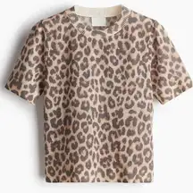 NWT H&M FINE-KNIT T-SHIRT beige leopard print Size XS