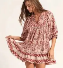 Cleobella Boho Oversized Magdalena Puff Sleeve Flowy Mini Dress Size Small‎