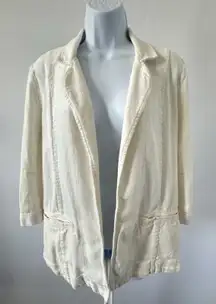 Anthropologie Sz 6P Linen Blend Blazer Open Front Back Design Blazer (b10)