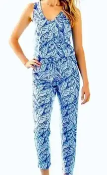 Lilly Pulitzer Paulina Jumpsuit Blue Lets Mango Womens Medium Sleeveless