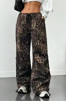 Rafaella Brown Black Cheetah Animal Print Pattern Drawstring Pants Trousers