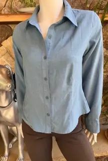 Royal Robbins Blue Button Down Long Sleeve Hiking Shirt Zipped Pocket Size M