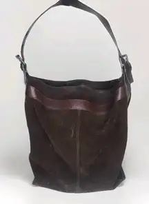 Banana Republic Vida Bag Suede Leather Shoulder Bag Purse Tote‎ Brown Oversized