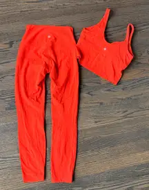 Lululemon Align High-Rise Pant Double Lined  25" & Tank size 6 Solar Orange NWOT