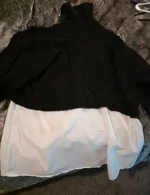 HYFVE Black and White Turtleneck Sweater