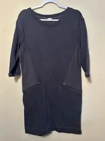 Poetry Size 8 Heathered‎ Black Long Sleeve Sweatshirt Shift Dress With Pockets