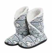 Vera Bradley Beary Merry Cozy Booties, Gray, Medium 7-8