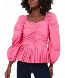 Hyacinth House Pink Pleated Mina Ruffle Blouse Tuckernuck Top