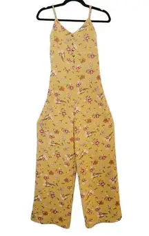 Pink Rose  Womens Yellow Pink Floral Sleeveless Pants Jumpsuit Size S