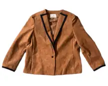 Vintage Abe Schrader Brown Suede Feel Blazer Size 16