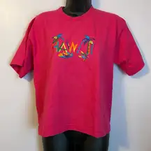 Vintage Signal Sport Pink Embroidered Hawaii T-shirt Single Stitch size M 1994