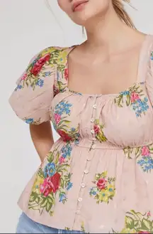 Love The Label Anthropologie Rosette Babydoll Top in Pink XS