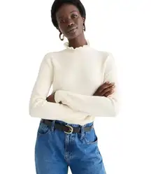 J.Crew - NWOT Ruffle Mockneck Merino Wool Blend Sweater Sz M