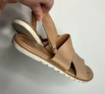 Sorel Ella ll sling back sandals tan leather size 8