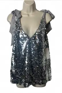 ‎Sequin Shoulder Tie Tank Top