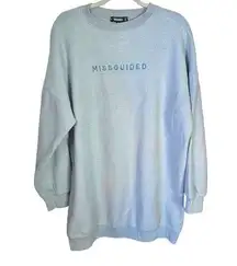 Missguided Women’s Sz 8 Oversized Crew Neck Tunic Sweater Long Sleeve Light Blue