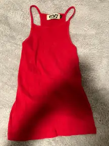 Red Halter Style Racer Back Ribbed Tank