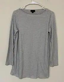 J. Jill Black and White Striped Wearever Collection Long Sleeve Tunic Top Size S