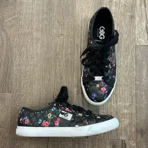 G by Guess Black Floral Quilted Leather GGBacker Sneakers 7.5