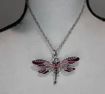 Brand New!! Retro chain with zircon and enameled dragonfly pendant